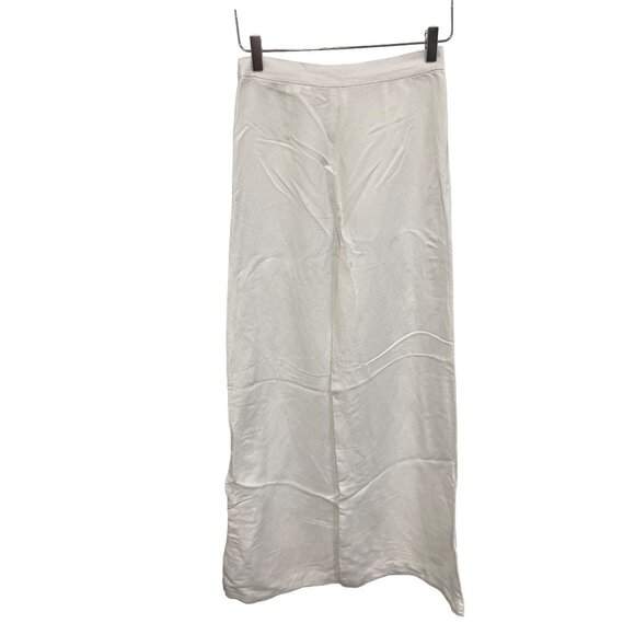 H&M White Linen Blend Wide Leg Pants Flowy - Picture 5 of 6